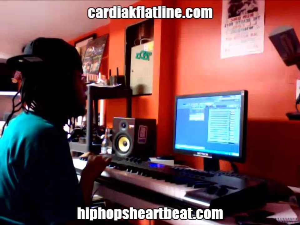 Cardiak in the lab making beat for Young Money!