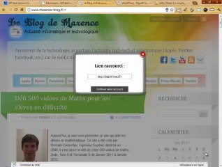 PopUP Shortlink un réducteur d'url pour WordPress