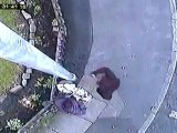 Vandals filmed cutting down CCTV camera pole