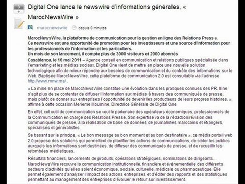 Digital One lance le newswire d’informations générales, « MarocNewsWire »
