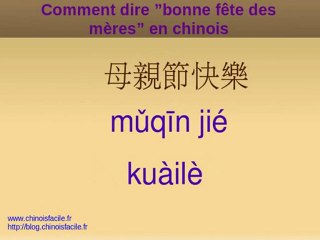 Video pour apprendre à souhaiter la fête des mères en chinois