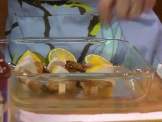 chipotle shrimp, mango & sweet onion kabobs