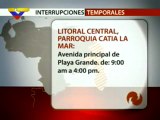 Interrupciones temporales del Servicio Eléctrico en Zona Metropolitana de Caracas y Litoral Central