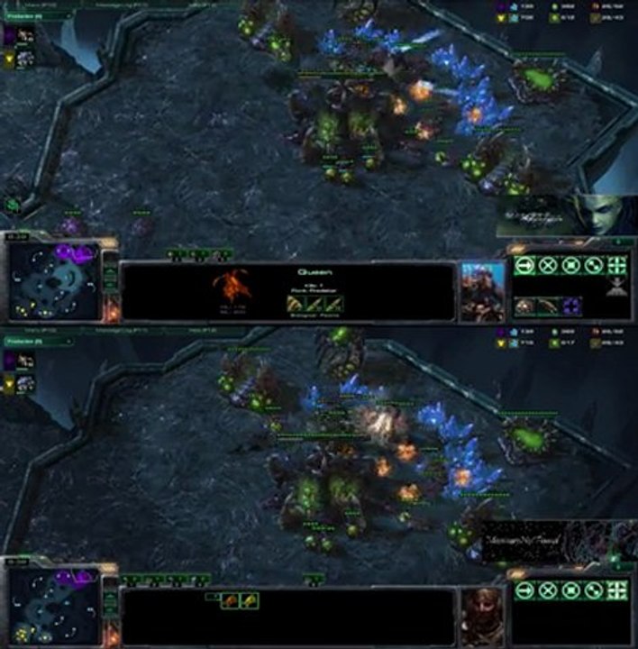 [SC2] IvDUnivOne VS SqulL : View of 2 players Starcraft II :