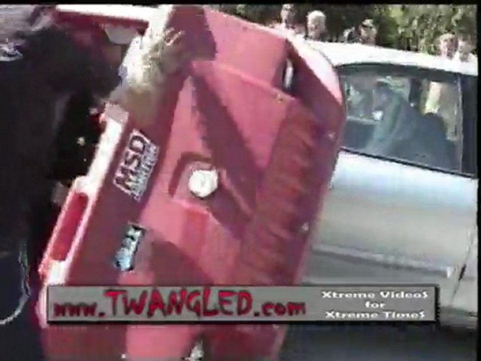 Rental Car Abuse - 6 Wheeler Drives over Car