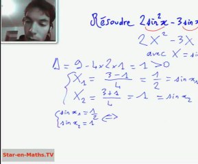 1ère S Equation trigonométrique second degré