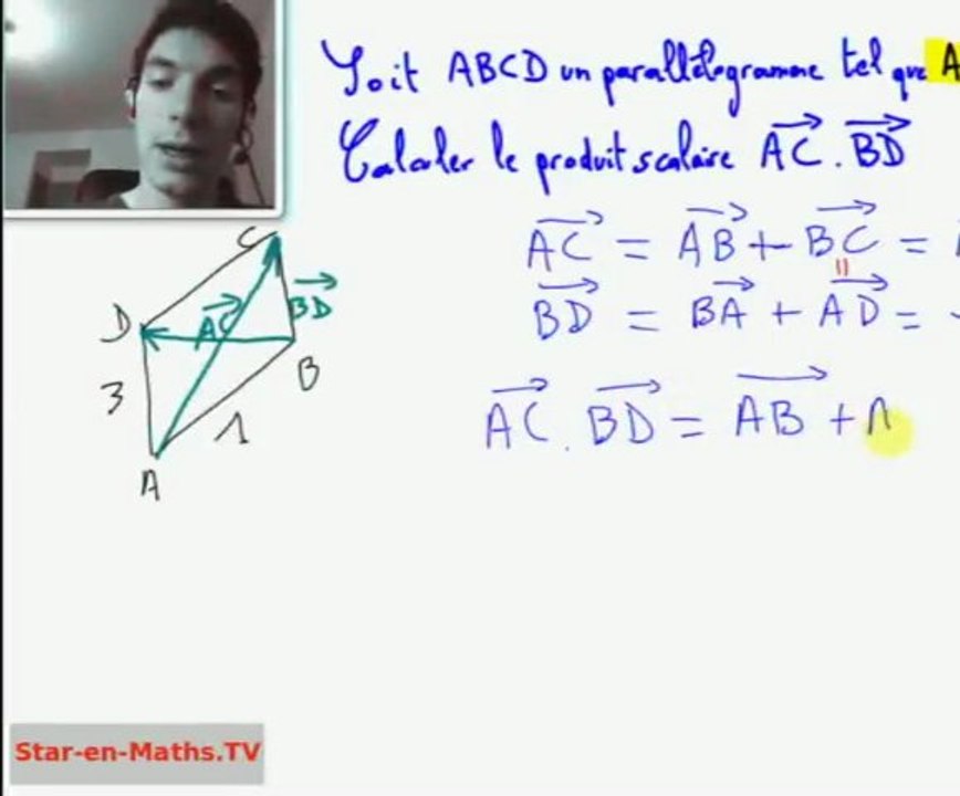 1ère S Produit scalaire de deux vecteurs, parallélogramme