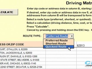 Driving Distance and Time for a Matrix of Addresses