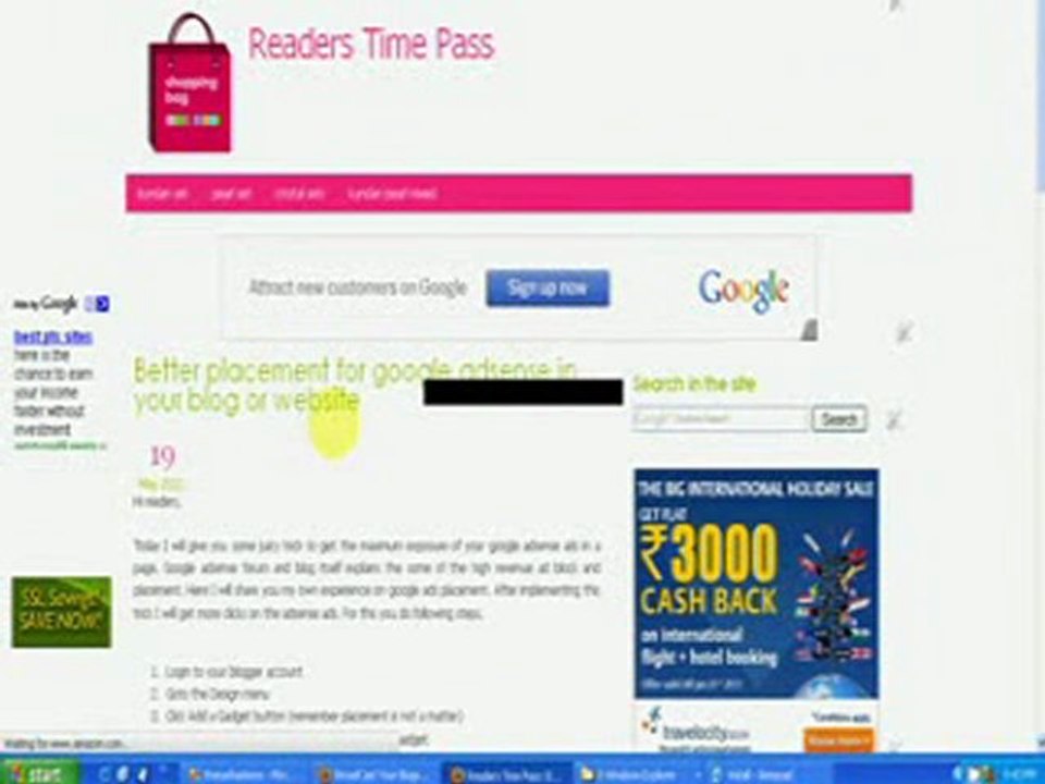 ReadersTimepass: Better placement for google adsense to your blog