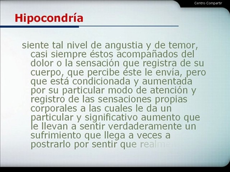 Terapia Psicológica - Tratamiento de Hipocondría