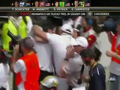 JR Hildebrand crashes in the final turn Dan Wheldon wins