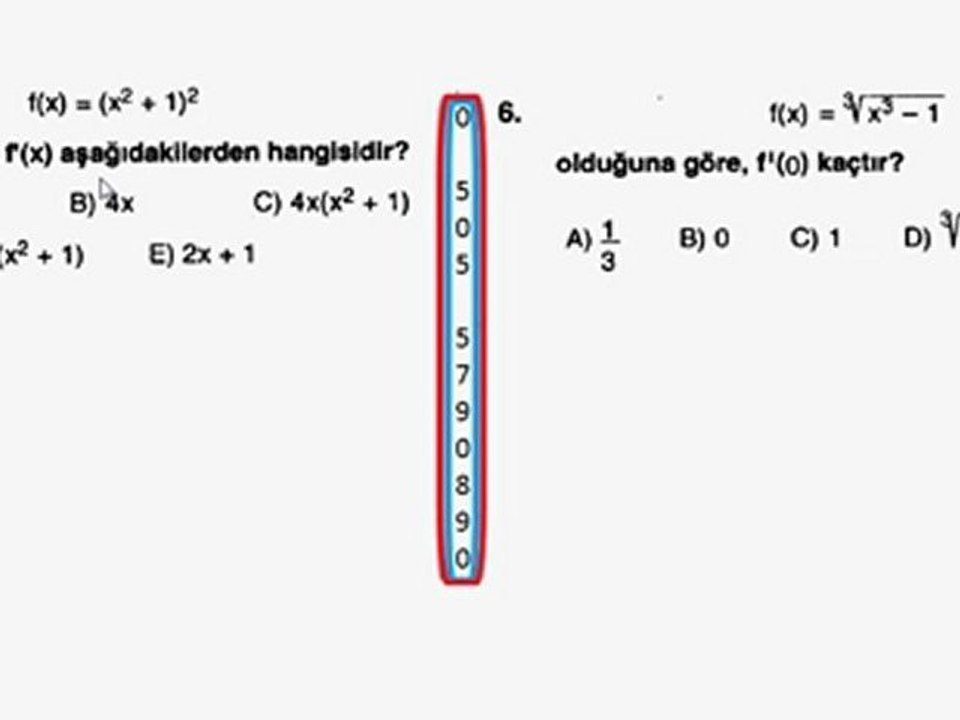 12. sınıf Bileşke Fonksiyon Türevi Sorular 1