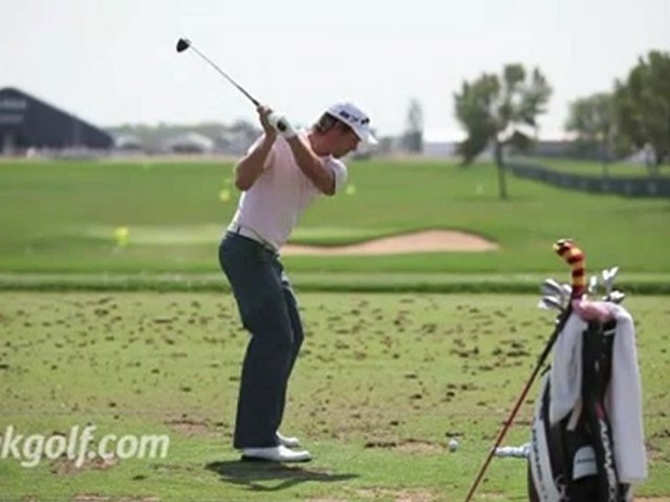 Aaron Baddeley behind