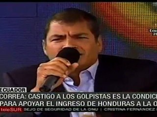 Correa condiciona apoyo para retorno Honduras a la OEA