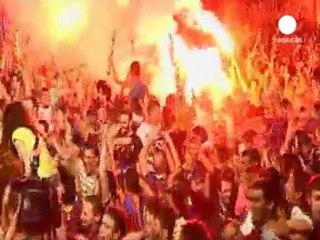 Barcelone, ivre de joie après le sacre du Barça en...
