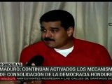 Pueblo hondureño debe consolidar su democracia: Maduro
