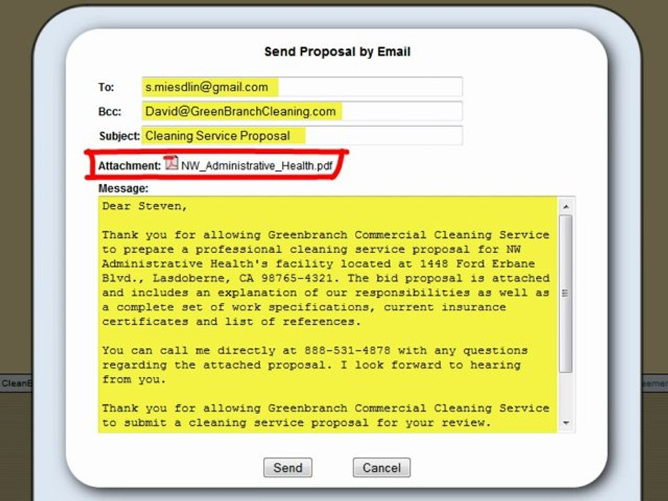 Janitorial Bidding Program CleanBid - Introduces One Click Email