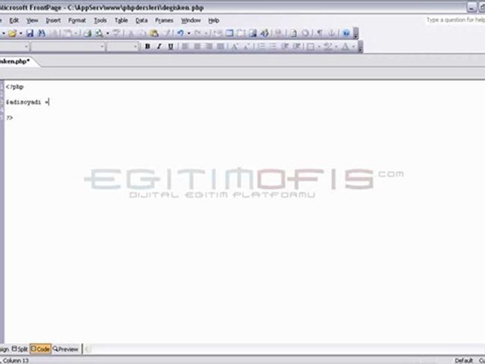Php Ders 3 - Degisken Belirtme