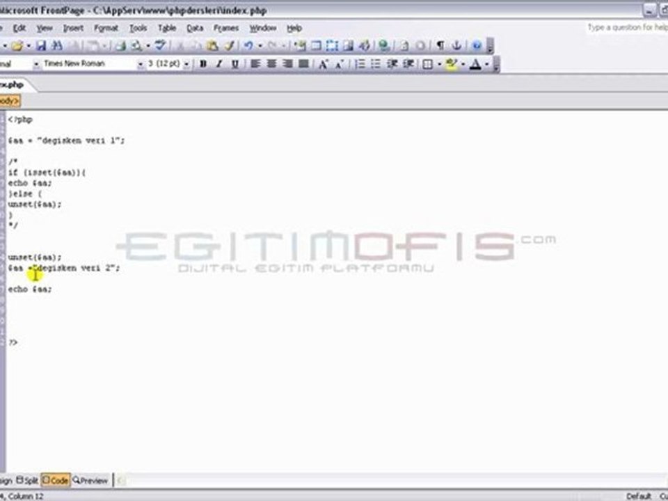 Php Ders 13 - Isset - Unset - Empty Komutları