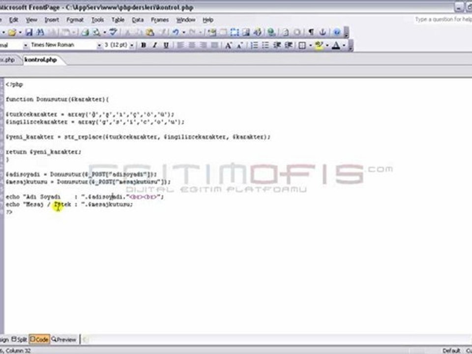 Php Ders 24- Fonskiyona Koşul Belirlemek