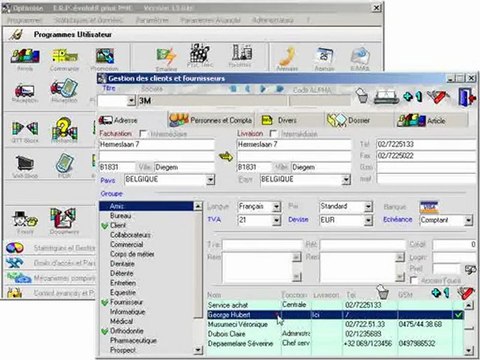Destinataires: Présentation détaillée Optimizze - ERP - V12