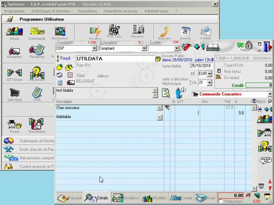 Documents: Encoder - Mode texte et code article - Optimizze - ERP - V12