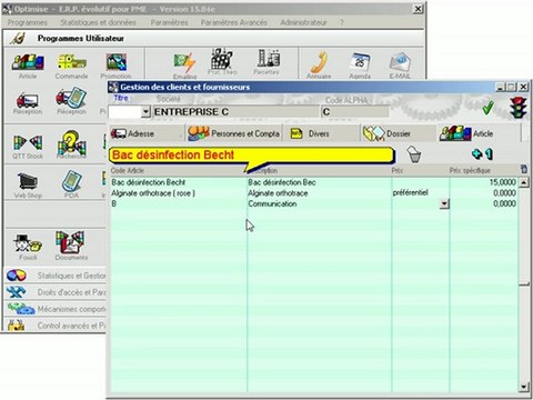Destinataires: Ajouter un article Optimizze - ERP - V12