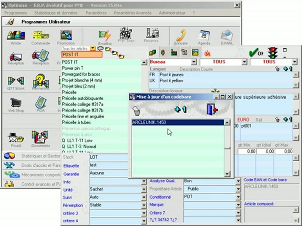 Articles: Créer Partie I (module avancé) Optimizze - ERP - V12