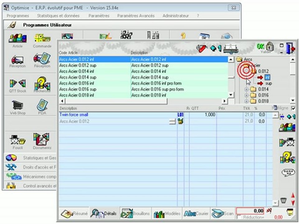 Documents: Encoder par code article (module avancé) Optimizze - ERP - V12