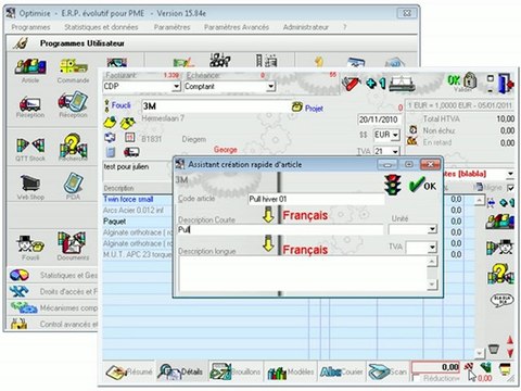 Documents: Créer rapidement un article (module avancé) Optimizze - ERP - V12