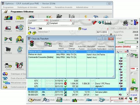 Documents: Transférer (module avancé) Optimizze - ERP - V12