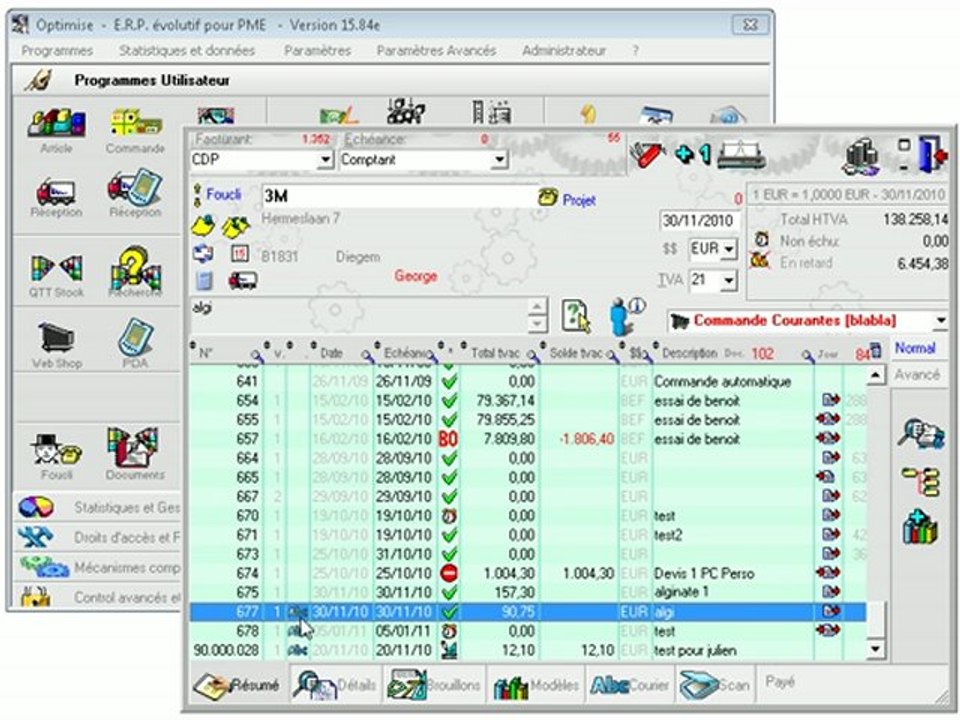Documents: Insérer une lettre (module avancé) Optimizze - ERP - V12