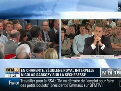 Sécheresse: Sarkozy en charentes - Intervention de S.Royal face à Sarkozy