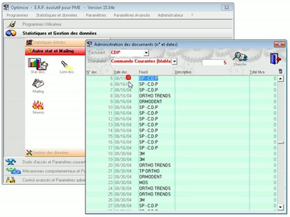 Liste des documents: Présentation Optimizze - ERP - V12