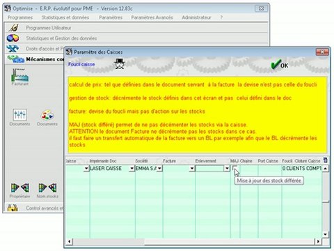 Paramètres de caisse: Présentation Optimizze - ERP - V12