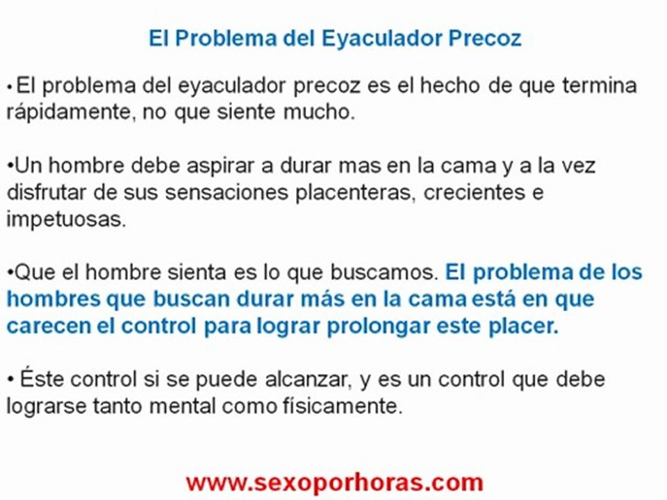 Eyaculacion Precoz - Como Durar Mas en la Cama