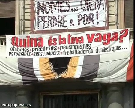 Acción okupa en la sede de Banesto en Barcelona