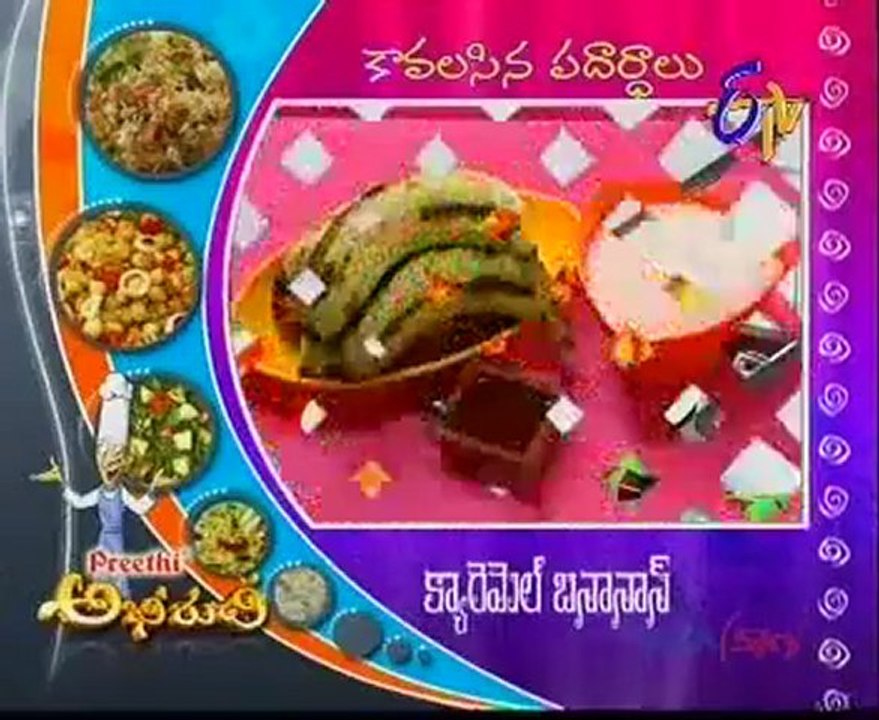 Abhiruchi - Recipes - Fried Mushroom Capsikam, Caramel Bananas & Palakayalu - 02