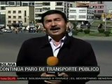 Continúa paro de transporte público en Bolivia