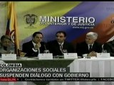 Organizaciones colombianas suspenden diálogo con gobierno
