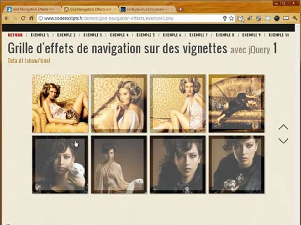 Grid d'effets de navigation sur des vignettes avec js et jQuery