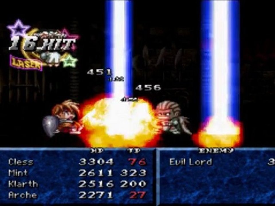 Tales of Phantasia : Boss 3*Evil Lord (first fight) : No damage