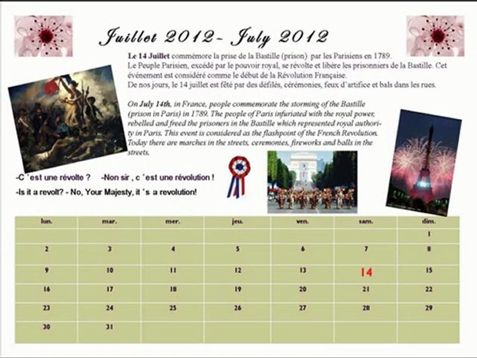 2012 calendrier