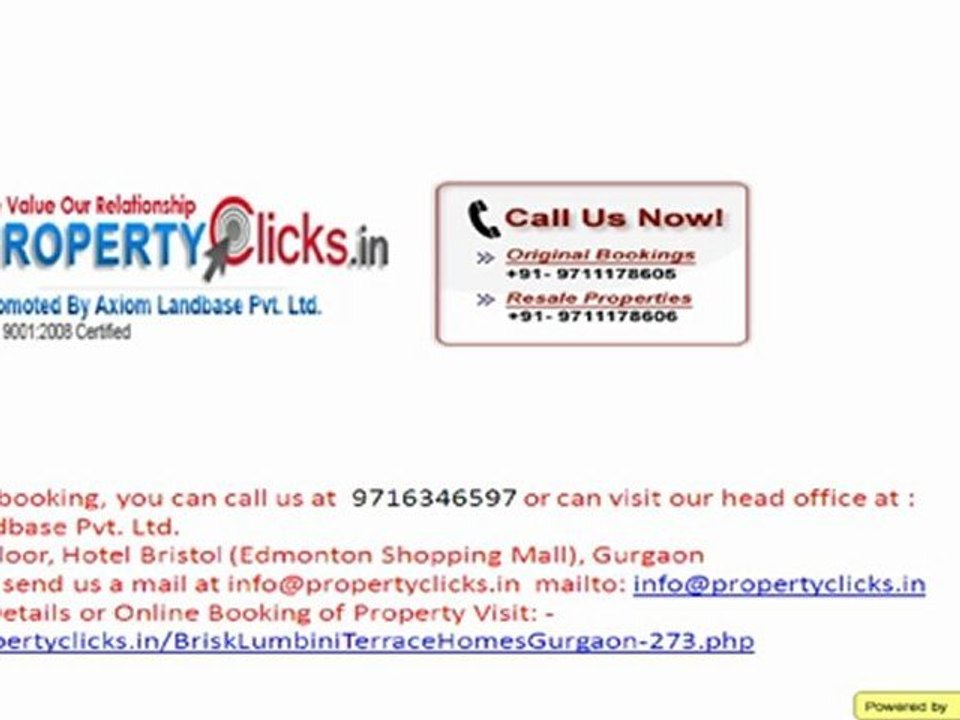 Brisk Lumbini Terrace Homes Gurgaon Call 9716346597
