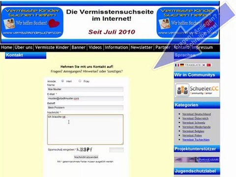Über uns! Projekt 'Vermisste Kinder Suchen helfen'