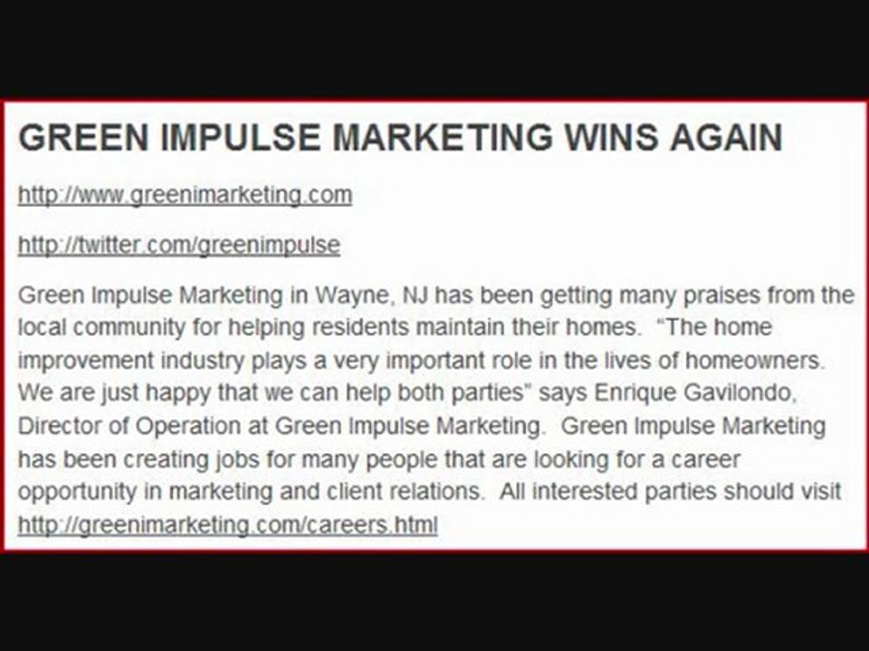 Green Impulse Marketing Wayne NJ Promotions