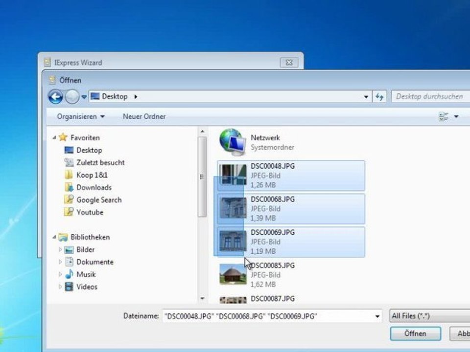 Windows 7 - Versteckten Packer zum Erstellen selbstextrahierender Dateien starten