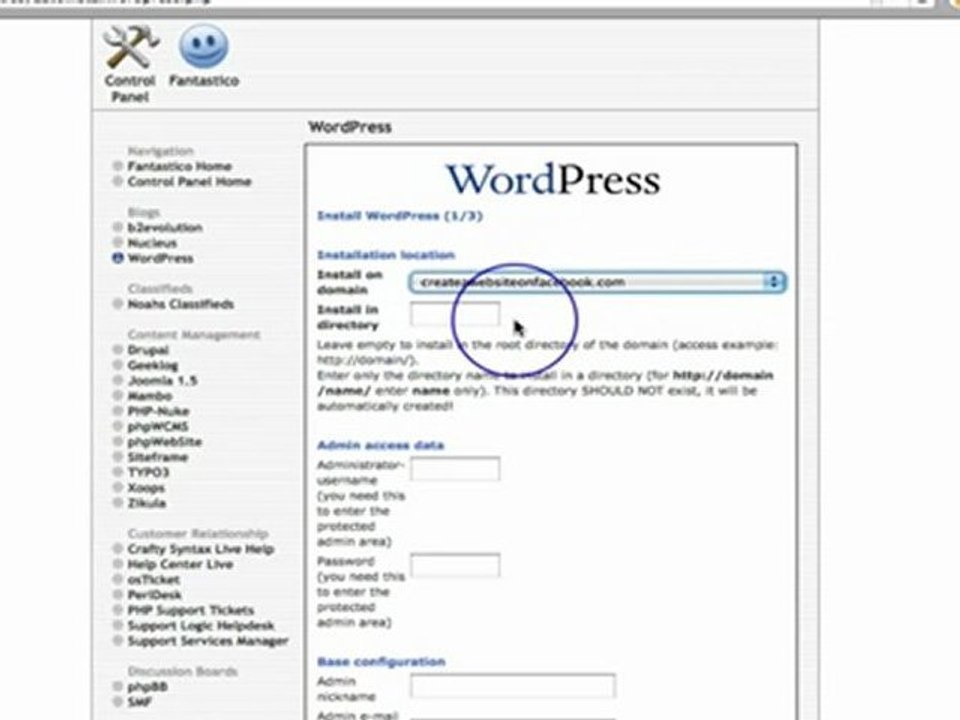 Create a Website on Facebook - Part 5 - Install Wordpress