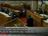 Oposición no apoyará plan de austeridad del gobierno grieg