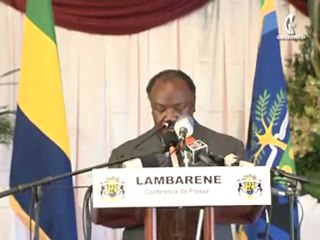 Ali Bongo Ondimba face à la presse à Lambaréné / La question Lybienne